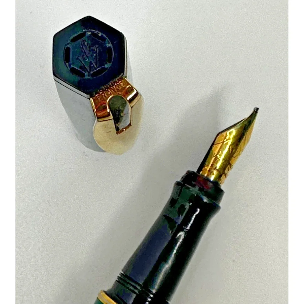 Waterman Fountain Pen Solid Green Gold Nib Trim France